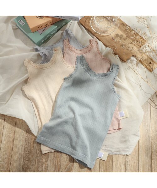 apres les cours(アプレレクール)の「針抜きタンクトップ(タンクトップ・キッズ・キナリ/ミント/サーモンピンク/サックスブルー・80/90/100/110/120/130)」の6枚目の写真