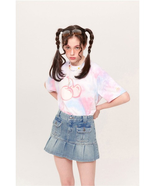 tシャツ KIRSH OFFICIAL TIE DYE HEAT SENSING T-SHIRT KH/タイダイ染めチェリープリント半袖Tシャツ レデ セール】KIRSH OFFICIAL TIE DYE HEAT SENSING T-SHIRT KH