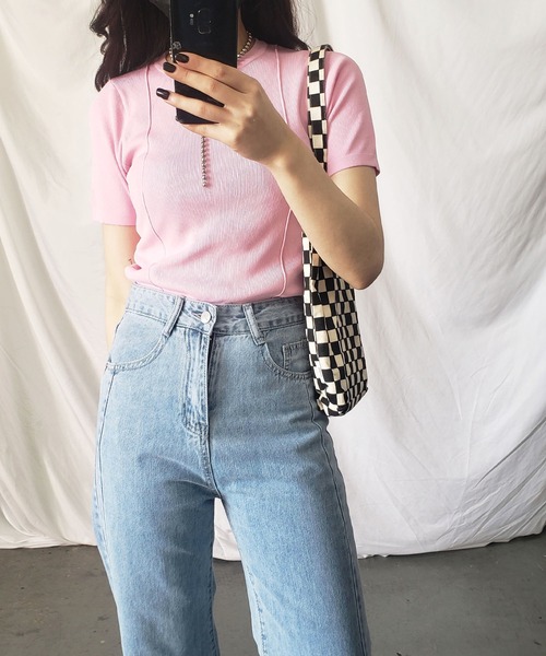 me+em select(ミームセレクト)の「【 S/M/L/XLサイズ展開 】サイドスリットハイウエストウォッシュデニムパンツ(デニムパンツ・レディース・ブルー・MEDIUM/LARGE/X-LARGE/SMALL)」の11枚目の写真