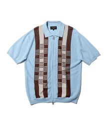 BEAMS PLUS | BEAMS PLUS / ラミー コットン ストライプ ジップ ニット(ポロシャツ)