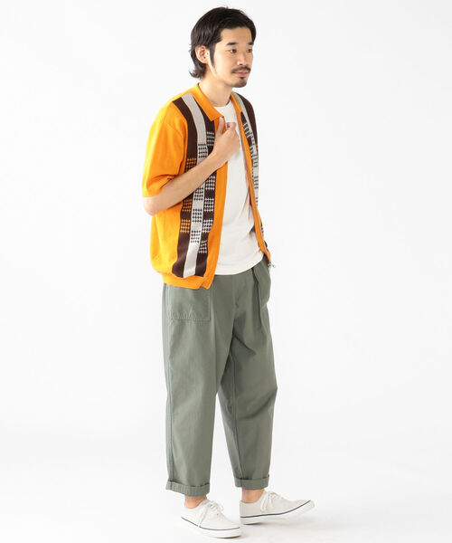 BEAMS PLUS（ビームスプラス）の「BEAMS PLUS / ラミー コットン ストライプ ジップ ニット（ポロシャツ・メンズ・ブラック/オレンジ/サックスブルー・S/M/XL/L）」の7枚目の写真