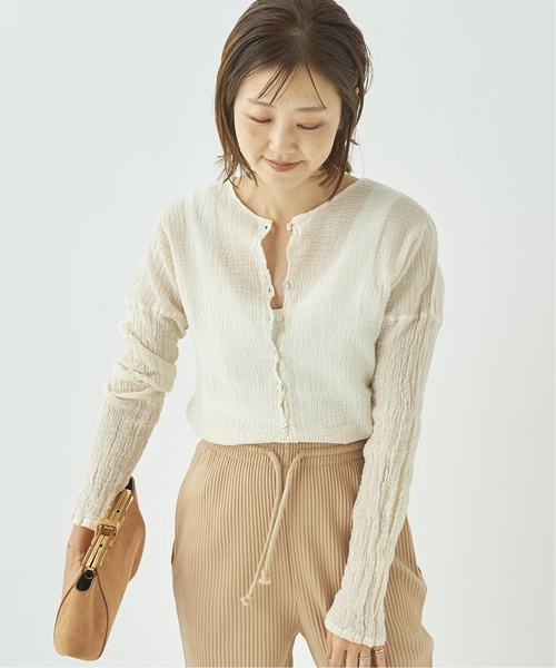 plage（プラージュ）の「《追加》【LES ATELIERS FRANCAIS DE CONFECTION】SP HENLY NECK L/SL シャツ2◆（シャツ/ブラウス・レディース・ブラック/カーキ/ホワイト系その他/ベージュ・FREE）」の2枚目の写真