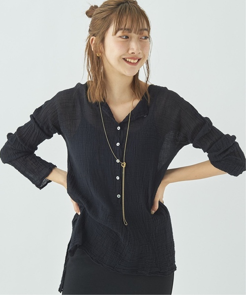 plage（プラージュ）の「《追加》【LES ATELIERS FRANCAIS DE CONFECTION】SP HENLY NECK L/SL シャツ2◆（シャツ/ブラウス・レディース・ブラック/カーキ/ホワイト系その他/ベージュ・FREE）」の3枚目の写真