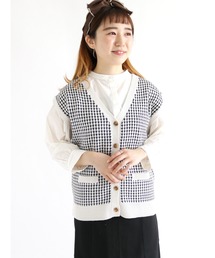 ジャガードVネックベスト