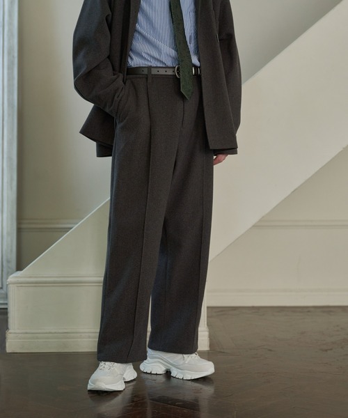 ADAMASTE（アダマスト）の「リラックスフィットウールライクワイドパンツ【セットアップ対応】（その他パンツ・メンズ・ダークグレー/グレイッシュベージュ・SMALL/MEDIUM/LARGE）」の10枚目の写真