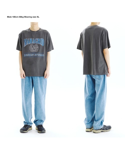 MAHAGRID(マハグリッド)の「A'GEM/9 × .kom『mahagrid/マハグリッド』UNIVERSITY PIGMENT TEE/カレッジ ロゴ ピグメント 半袖Tシャツ(Tシャツ/カットソー・メンズ・チャコールグレー/ライトグレー/ネイビー/グリーン・M/L)」の15枚目の写真