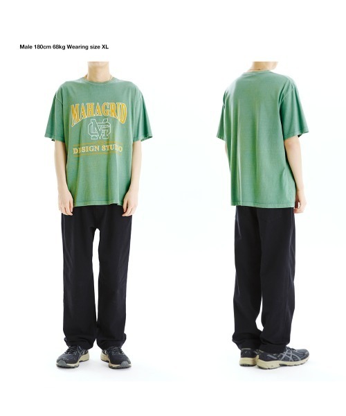MAHAGRID(マハグリッド)の「A'GEM/9 × .kom『mahagrid/マハグリッド』UNIVERSITY PIGMENT TEE/カレッジ ロゴ ピグメント 半袖Tシャツ(Tシャツ/カットソー・メンズ・チャコールグレー/ライトグレー/ネイビー/グリーン・M/L)」の10枚目の写真