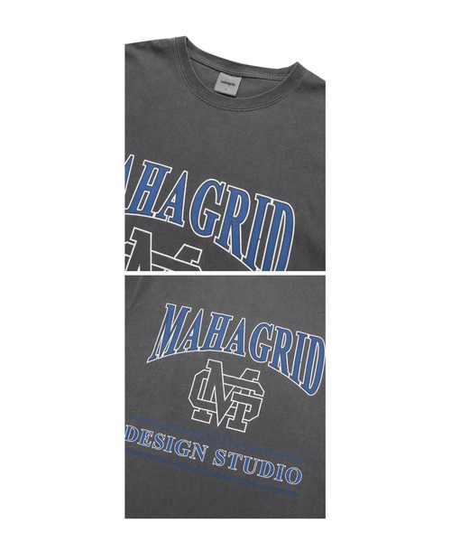 MAHAGRID(マハグリッド)の「A'GEM/9 × .kom『mahagrid/マハグリッド』UNIVERSITY PIGMENT TEE/カレッジ ロゴ ピグメント 半袖Tシャツ(Tシャツ/カットソー・メンズ・チャコールグレー/ライトグレー/ネイビー/グリーン・M/L)」の20枚目の写真