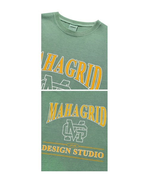 tシャツ A'GEM/9 × .kom「mahagrid/マハグリッド」ARC LOGO PIGMENT TEE/アーチロゴピグメント半袖Tシャツ レ A'GEM/9 × .kom『mahagrid/マハグリッド』UNIVERSITY PIGMENT