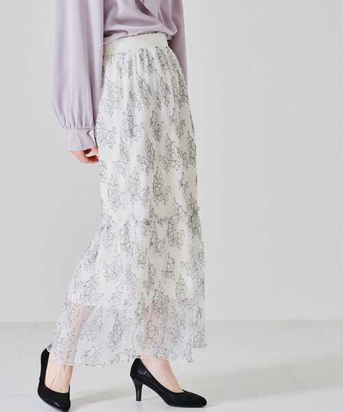 acro(アクロ)の「ティアード配色レーススカート/AC1367(スカート・レディース・ベージュ/ホワイト・フリ-)」の1枚目の写真