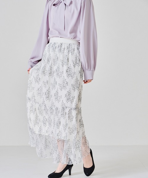 acro(アクロ)の「ティアード配色レーススカート/AC1367(スカート・レディース・ベージュ/ホワイト・フリ-)」の11枚目の写真