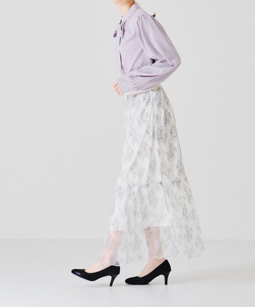 acro(アクロ)の「ティアード配色レーススカート/AC1367(スカート・レディース・ベージュ/ホワイト・フリ-)」の7枚目の写真