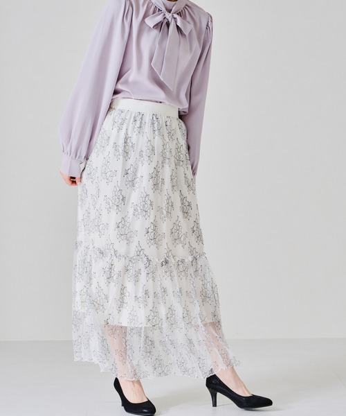 acro(アクロ)の「ティアード配色レーススカート/AC1367(スカート・レディース・ベージュ/ホワイト・フリ-)」の13枚目の写真