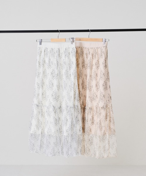acro(アクロ)の「ティアード配色レーススカート/AC1367(スカート・レディース・ベージュ/ホワイト・フリ-)」の5枚目の写真