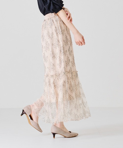 acro(アクロ)の「ティアード配色レーススカート/AC1367(スカート・レディース・ベージュ/ホワイト・フリ-)」の10枚目の写真