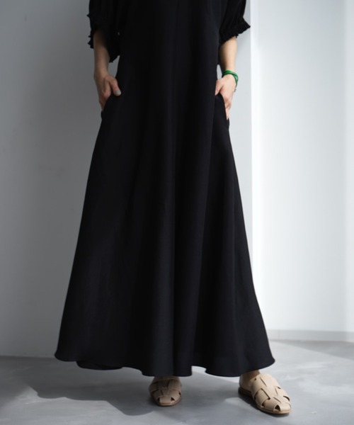 LA LIGNE ROPE'（ラリーニュロペ）の「【ラリーニュロペ】鼓（ツヅミ）フレアドレス（ワンピース・レディース・ブラック/グリーン・1/0）」の10枚目の写真