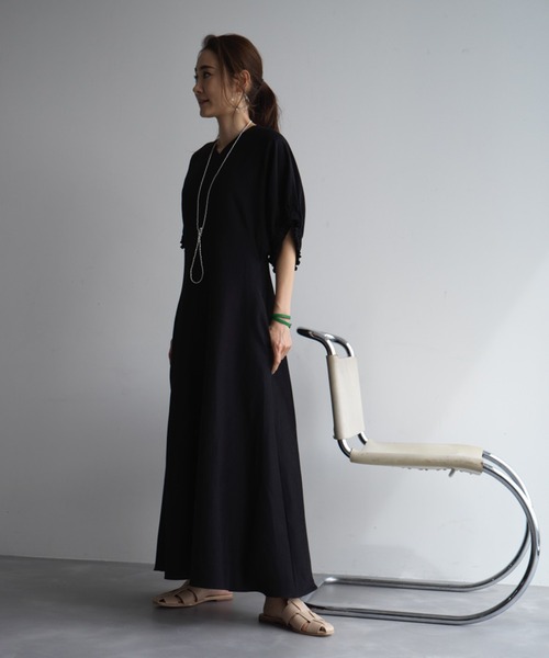 LA LIGNE ROPE'（ラリーニュロペ）の「【ラリーニュロペ】鼓（ツヅミ）フレアドレス（ワンピース・レディース・ブラック/グリーン・1/0）」の11枚目の写真