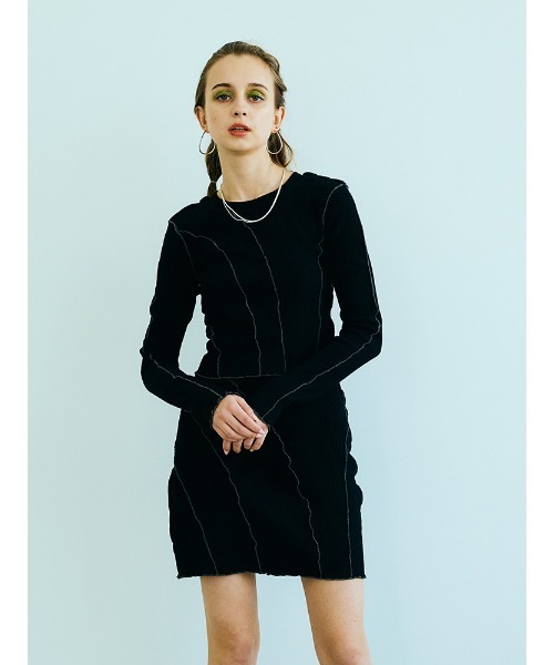 ENVYM（アンビー）の「スイッチングリブＳＫ（スカート・レディース・ブラック/グレー・FREE）」の3枚目の写真