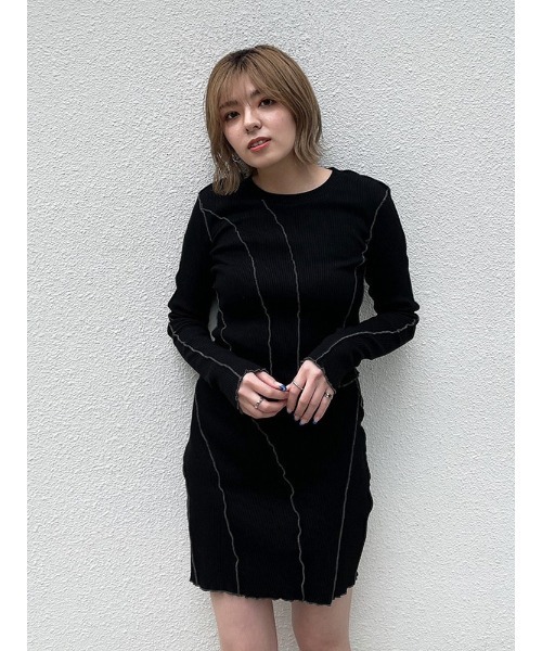 ENVYM（アンビー）の「スイッチングリブＳＫ（スカート・レディース・ブラック/グレー・FREE）」の9枚目の写真