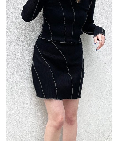 ENVYM（アンビー）の「スイッチングリブＳＫ（スカート・レディース・ブラック/グレー・FREE）」の10枚目の写真