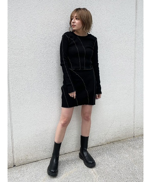 ENVYM（アンビー）の「スイッチングリブＳＫ（スカート・レディース・ブラック/グレー・FREE）」の7枚目の写真