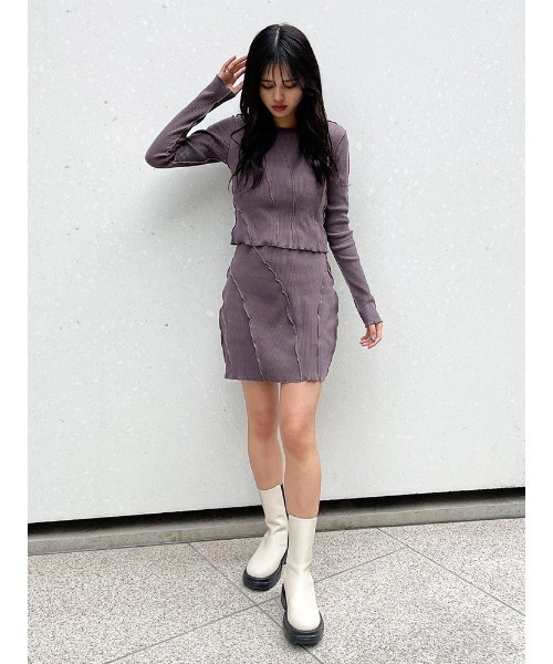 ENVYM（アンビー）の「スイッチングリブＳＫ（スカート・レディース・ブラック/グレー・FREE）」の14枚目の写真