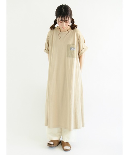 Samansa Mos2（サマンサ モスモス）の「【MEI×SamansaMos2】胸ポケット付ワンピース（ワンピース・レディース・オレンジ/チャコール/ベージュ・ﾌﾘ-）」の3枚目の写真