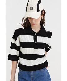 【Fano Studios】Polo collar striped sweater FX22S039