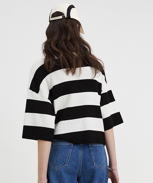 トップス Polo collar striped sweater FX22S039 Polo collar striped sweater FX22S039