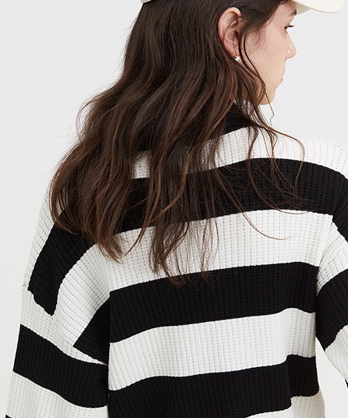 Fano Studios(ファノ ストゥディオズ)の「【Fano Studios】Polo collar striped sweater FX22S039(ポロシャツ・レディース・ブラック・S/L/M)」の9枚目の写真