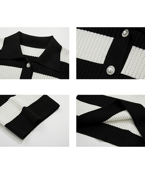 トップス Polo collar striped sweater FX22S039 Polo collar striped sweater FX22S039