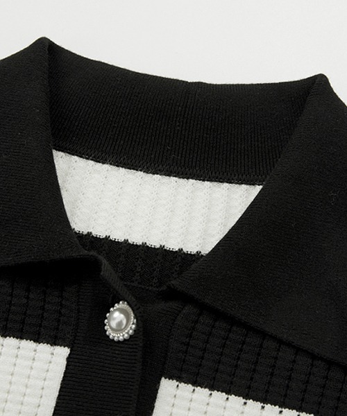Polo collar striped sweater FX22S039