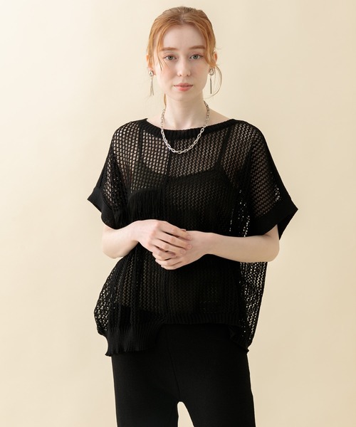 TRANOI（トラノイ）の「TRANOI. チェーンワイドニットトップス（ニット/セーター・レディース・ブラック/グリーン/レッド・FREE）」の2枚目の写真