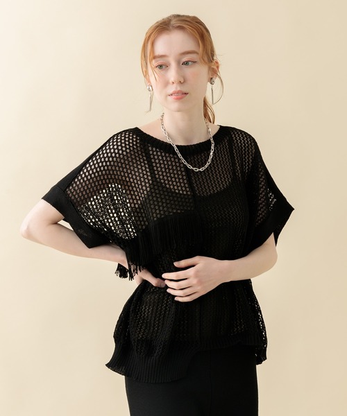 TRANOI（トラノイ）の「TRANOI. チェーンワイドニットトップス（ニット/セーター・レディース・ブラック/グリーン/レッド・FREE）」の19枚目の写真