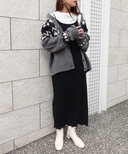 CORNERS（コーナーズ）の「SETプリーツキャミワンピース（ワンピース・レディース・ベージュ/ブラック/ライトグリーン/ブラウン・M）」の6枚目の写真