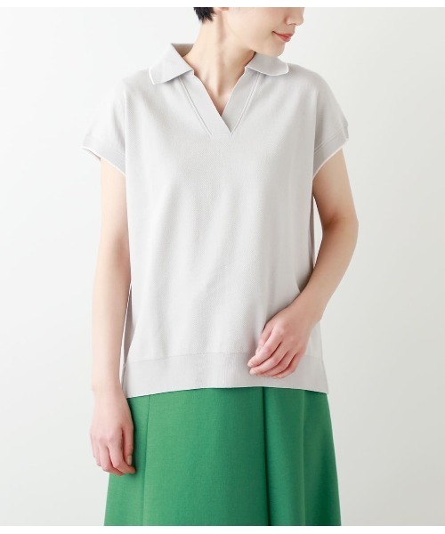 NEWYORKER(ニューヨーカー)の「成型ツイル スキッパーポロシャツ(ポロシャツ・レディース・ホワイト/ライトグレー/ブラック/ネイビー/イエロー/グリーン系その他3・M/L)」の18枚目の写真