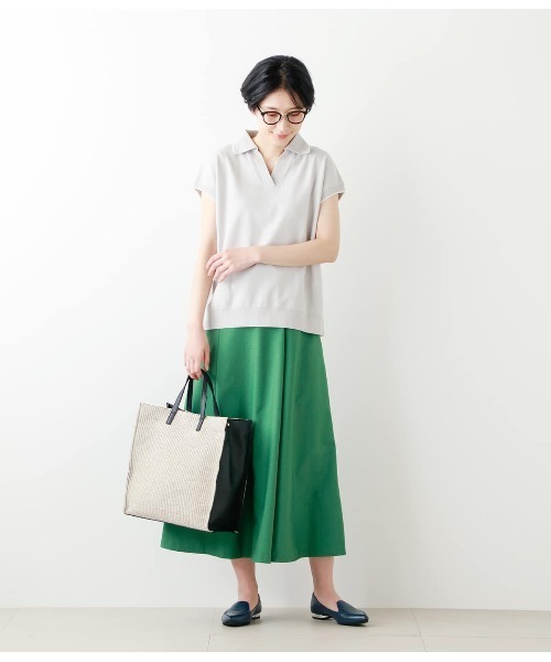 NEWYORKER(ニューヨーカー)の「成型ツイル スキッパーポロシャツ(ポロシャツ・レディース・ホワイト/ライトグレー/ブラック/ネイビー/イエロー/グリーン系その他3・M/L)」の10枚目の写真