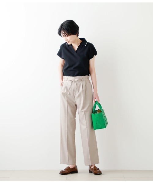 NEWYORKER(ニューヨーカー)の「成型ツイル スキッパーポロシャツ(ポロシャツ・レディース・ホワイト/ライトグレー/ブラック/ネイビー/イエロー/グリーン系その他3・M/L)」の16枚目の写真