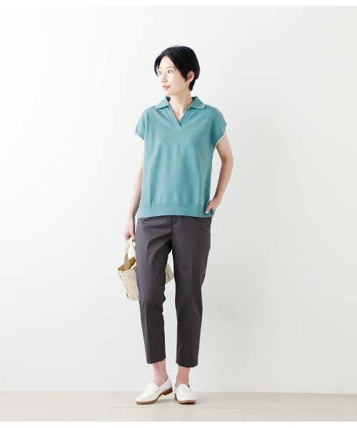 NEWYORKER(ニューヨーカー)の「成型ツイル スキッパーポロシャツ(ポロシャツ・レディース・ホワイト/ライトグレー/ブラック/ネイビー/イエロー/グリーン系その他3・M/L)」の21枚目の写真