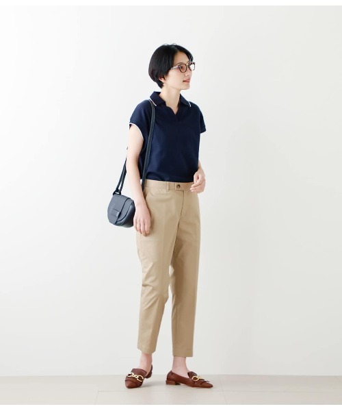 NEWYORKER(ニューヨーカー)の「成型ツイル スキッパーポロシャツ(ポロシャツ・レディース・ホワイト/ライトグレー/ブラック/ネイビー/イエロー/グリーン系その他3・M/L)」の11枚目の写真