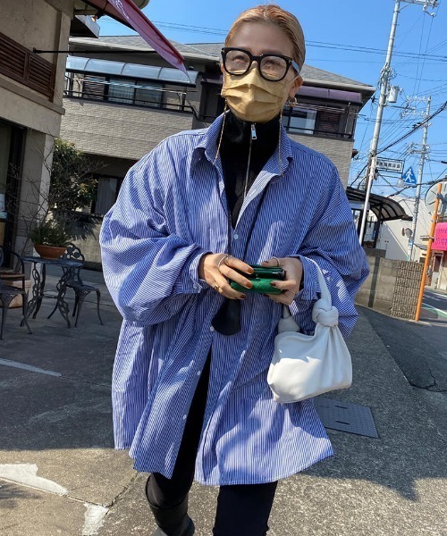 セール】《hideka select》 ビッグサイズストライプシャツ / 長袖