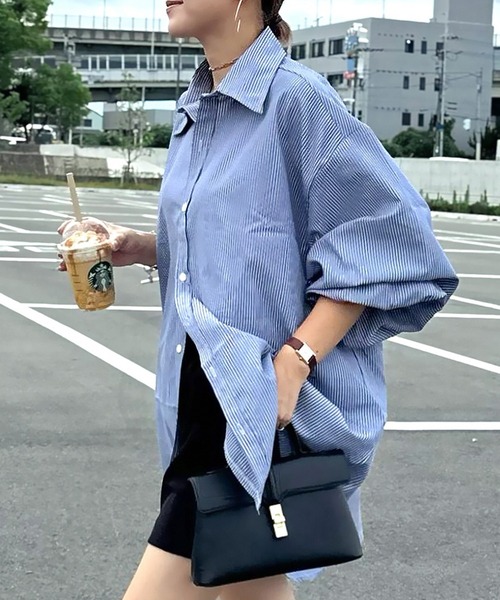 PICHI ブラウス シャツ ストライプルーズシャツ レディース