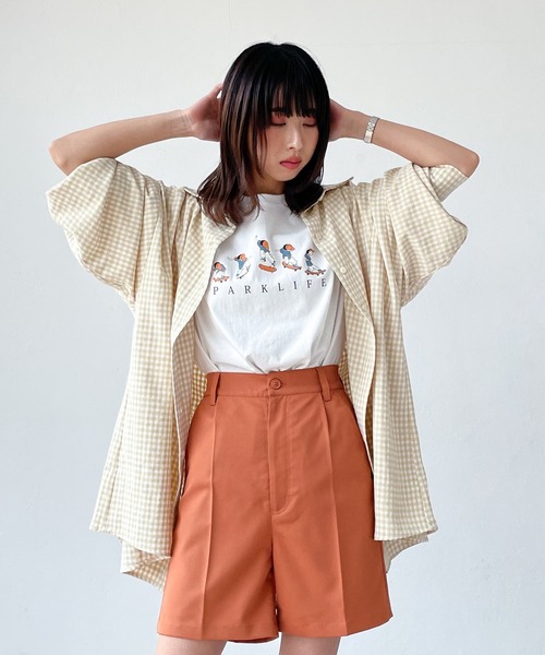 Chillfar(チルファー)の「ピンタックハーフパンツ(その他パンツ・レディース・ブラック/ブラウン/カーキ/オレンジ/アイボリー・FREE)」の8枚目の写真