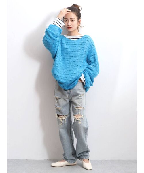 Ungrid(アングリッド)の「クラッシュルーズデニム(デニムパンツ・レディース・ブルー・24inch/25inch/26inch)」の8枚目の写真