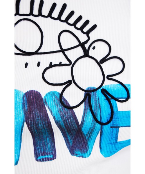 Desigual(デシグアル)の「Vive flower eye print crop T shirts / ヴィーヴフラワーアイプリントクロップ Tシャツ(Tシャツ/カットソー・レディース・ブラック/ホワイト・L/M/XL/XS/S)」の4枚目の写真