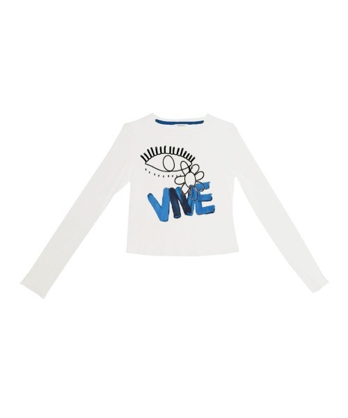 Desigual(デシグアル)の「Vive flower eye print crop T shirts / ヴィーヴフラワーアイプリントクロップ Tシャツ(Tシャツ/カットソー・レディース・ブラック/ホワイト・L/M/XL/XS/S)」の6枚目の写真