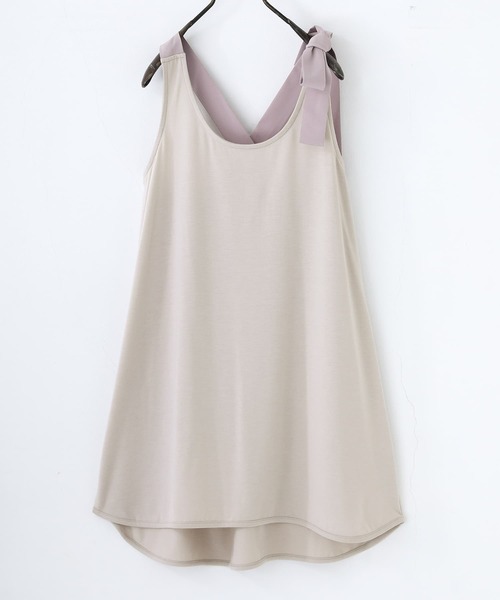 osharewalker（オシャレウォーカー）の「【廃盤】『リボンバッククロスデザインタンクトップ』（タンクトップ・レディース・ベージュ/ダークグレー/杢グレー/ブラック×ブルー・1/2）」の4枚目の写真