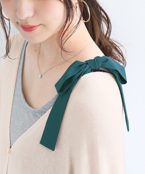 osharewalker（オシャレウォーカー）の「【廃盤】『リボンバッククロスデザインタンクトップ』（タンクトップ・レディース・ベージュ/ダークグレー/杢グレー/ブラック×ブルー・1/2）」の3枚目の写真