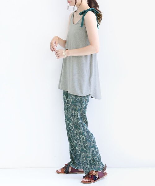 osharewalker（オシャレウォーカー）の「【廃盤】『リボンバッククロスデザインタンクトップ』（タンクトップ・レディース・ベージュ/ダークグレー/杢グレー/ブラック×ブルー・1/2）」の12枚目の写真