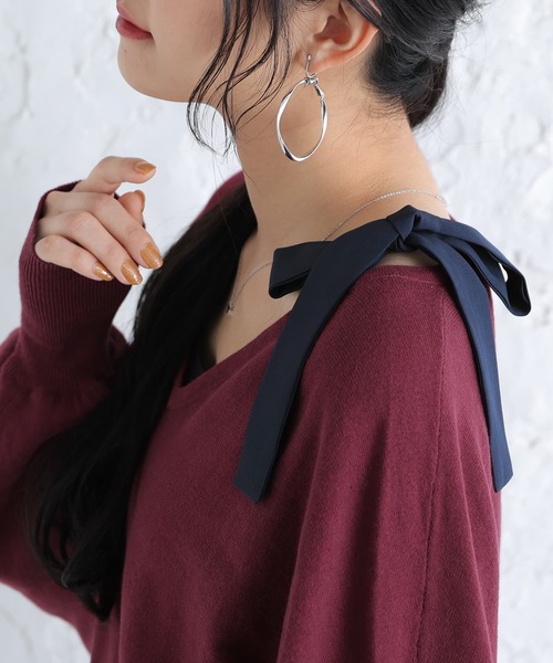 osharewalker（オシャレウォーカー）の「【廃盤】『リボンバッククロスデザインタンクトップ』（タンクトップ・レディース・ベージュ/ダークグレー/杢グレー/ブラック×ブルー・1/2）」の18枚目の写真